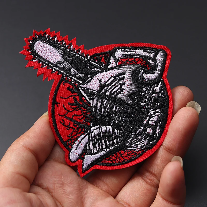 Chainsaw Man size: 7.5x8.5cm Iron On Patch Embroidered Applique Sewing Clothes Stickers Garment Apparel Accessories Badge