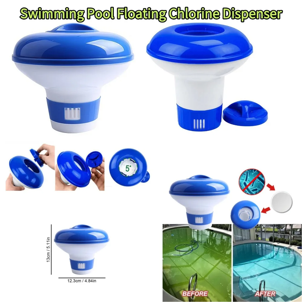 Floating Swimming Pool Chemical Floater Chlorine Bromine Tablets Dispenser Automatic Applicator for Spa Hot Tub Pool Maintenance