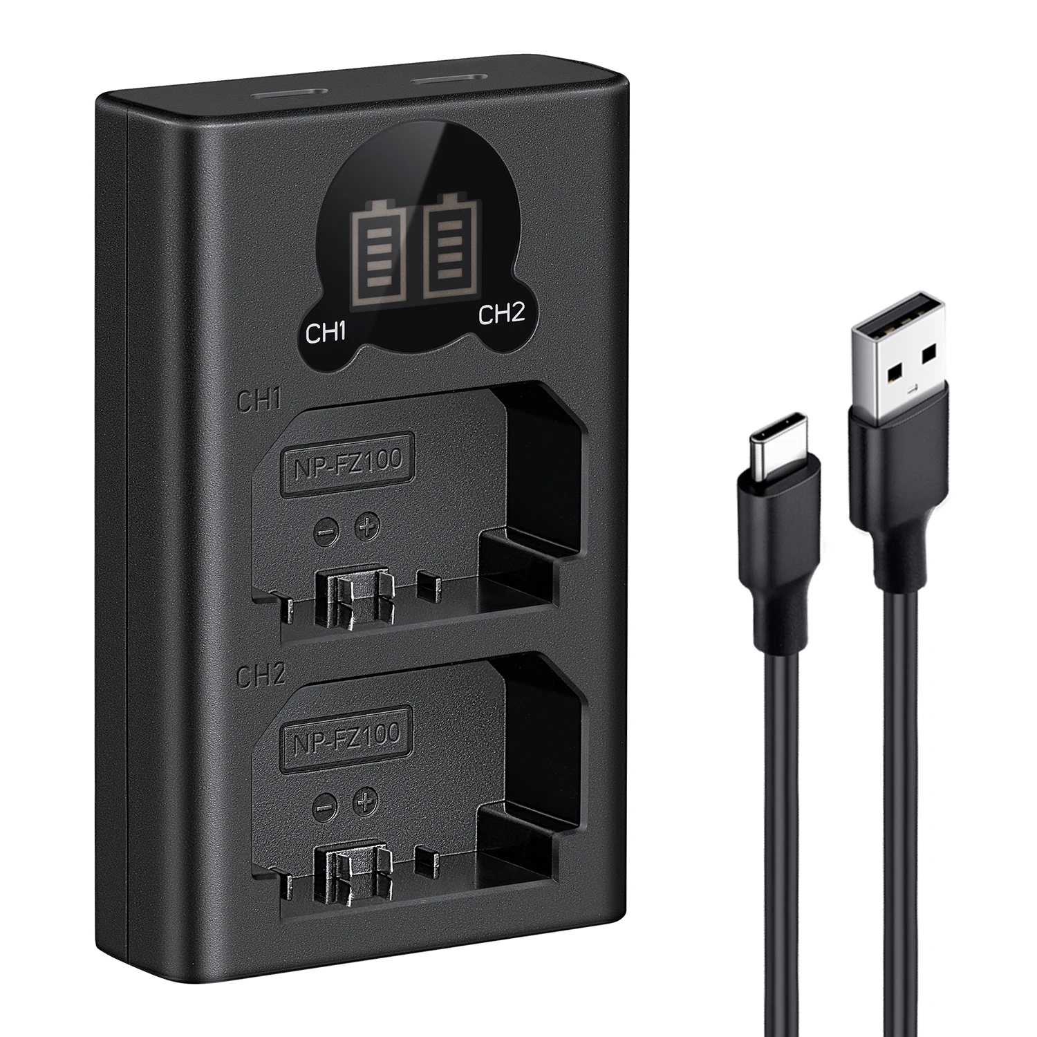 K & F 컨셉 카메라 듀얼 배터리 충전기 LCD 디지털 스크린, 소니 NP FW50 FW100 A7II 후지 NP W235 XT5 XT4 GFX 50S II GFX100S 용
