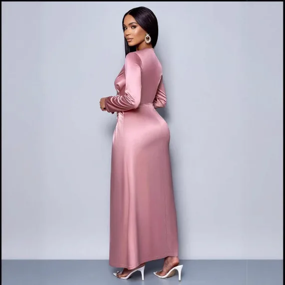 2025 Spring Summer New Solid Color High-end Satin Dress Fashion Elegant Light Evening Gown Bodycon Dress