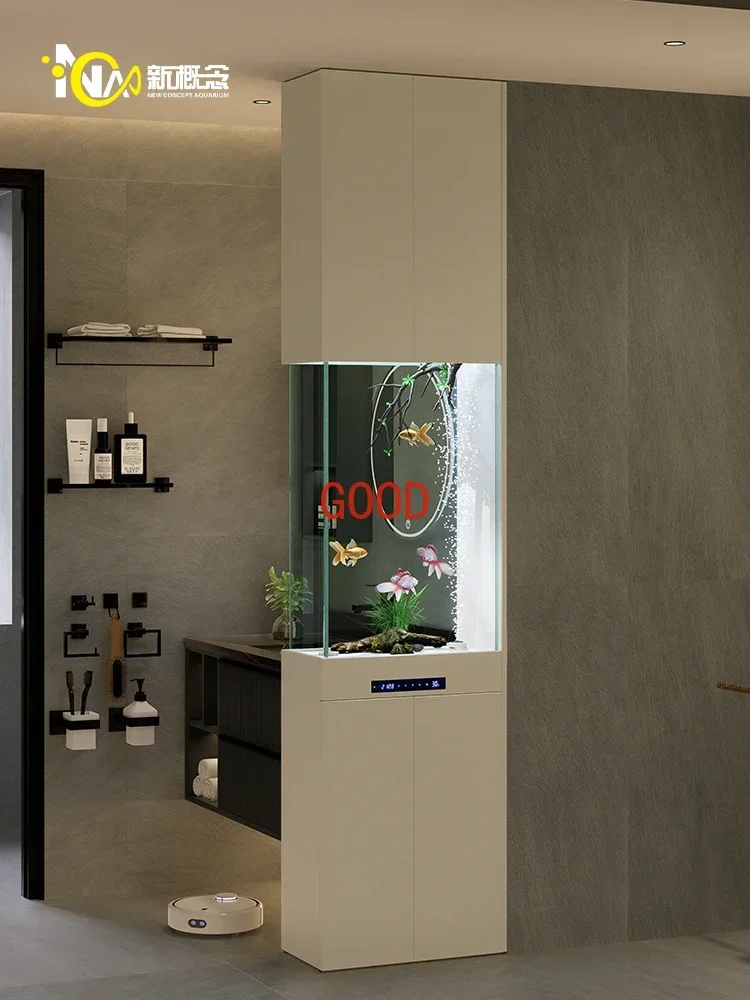 

Bathroom Dry Wet Separation Partition Screens Half Wall Entrance Cabinet Shoe Cabinet Glass Fish Tank
