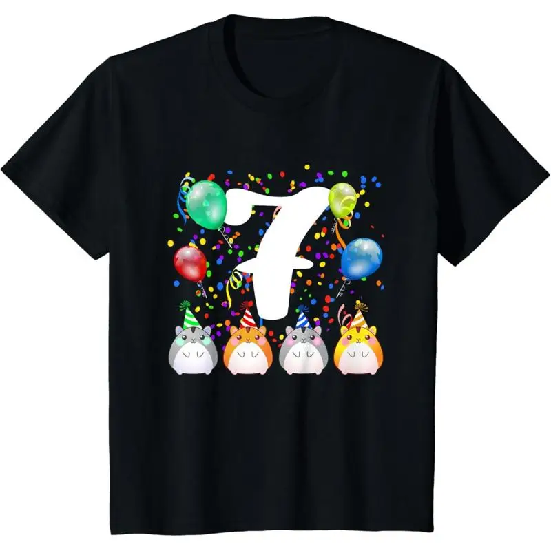 Kids Funny Hamster Guinea Pig 7th Birthday 7 Year Old T Shirt