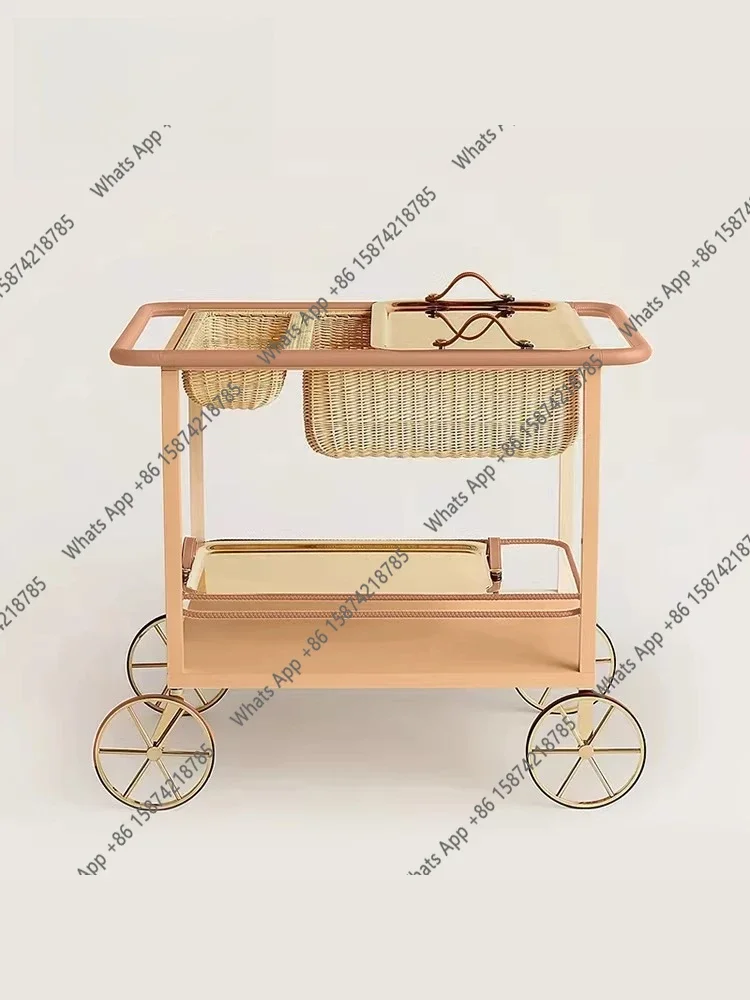 X Light Luxury Sofa Side Table Mobile Cart Coffee Table Wind Small Apartment Living Room Home Design With Wheel Rack