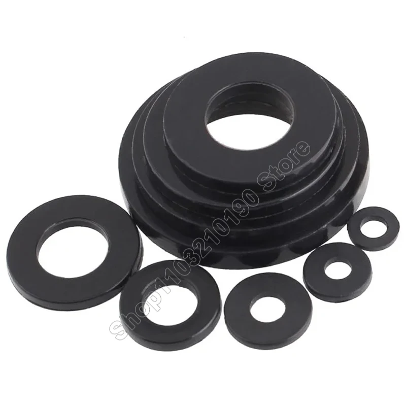 Arandela plana de nailon de 3-30 piezas, arandelas duras de sellado de plástico negro M5, espaciador plano de aislamiento, tornillo, anillo de junta, M2, M2.5, M3, M4, M6