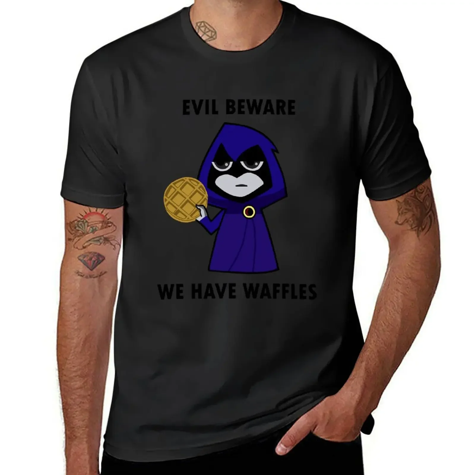 

Evil Beware: We Have Waffles T-Shirt blue lock Blouse man t shirt fitted t shirts for men