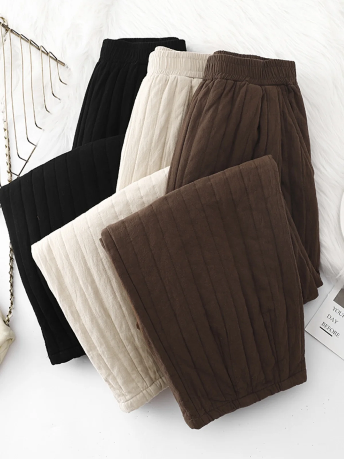 

Хлопковые брюки Thiened, женская верхняя одежда, осенне-зимние свободные теплые хлопковые льняные брюки Harlan с высокой талией, брюки Seven Nine