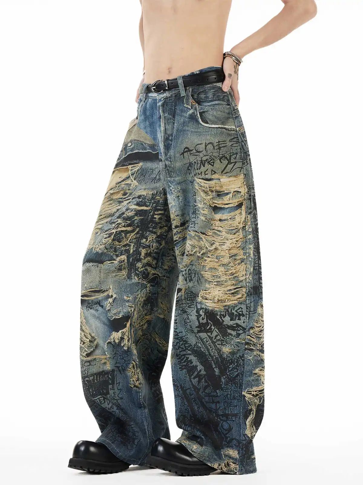 Vrouwen Vintage Baggy 3d Print Jeans Japanse Y2K Streetwear Harajuku Denim Broek Hip Pop 2000s Wijde Pijpen Cyber Punk Broek