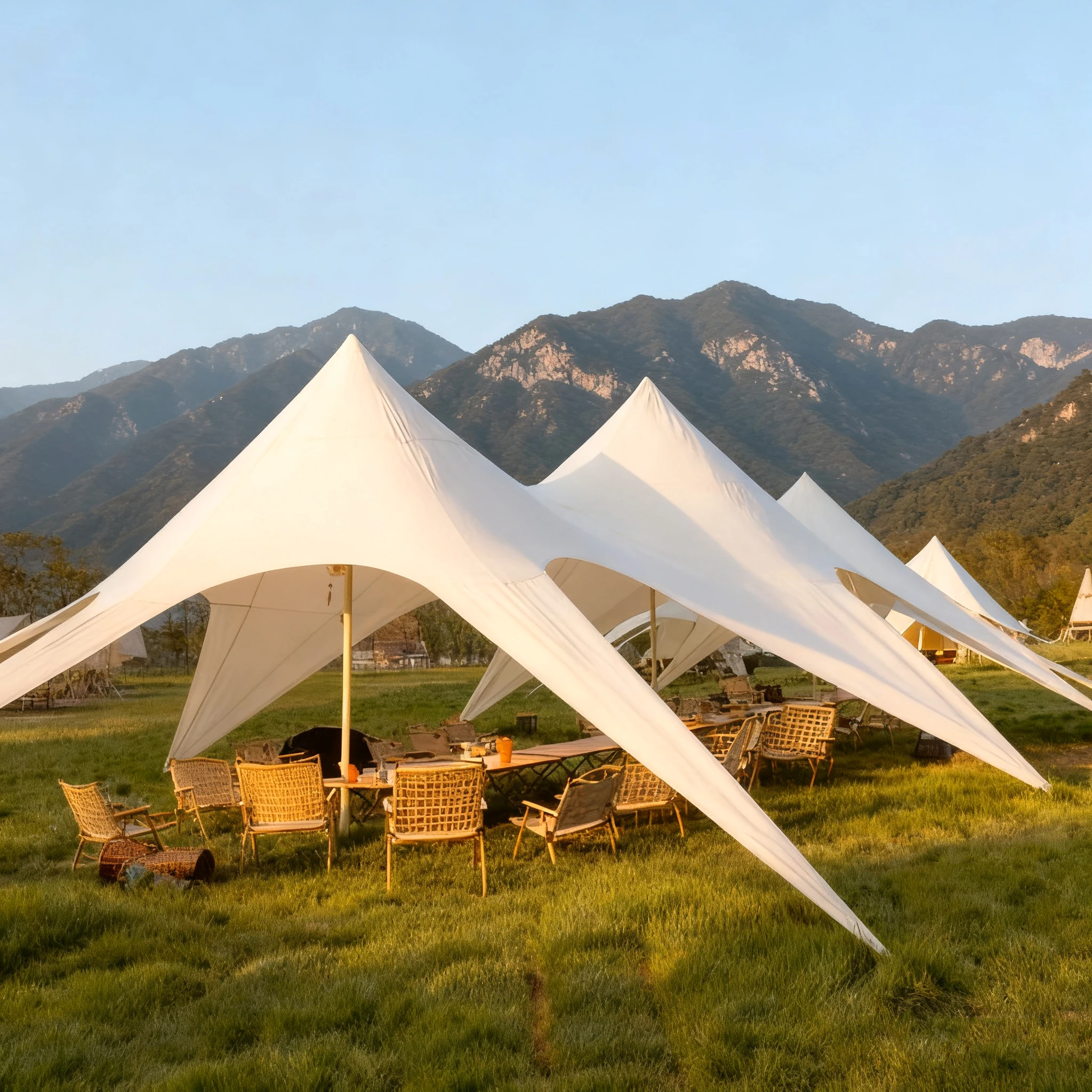 

STLF Large Outdoor Camping Base Grassland Sun Protection Double-Peak Triple-Peak Cloudtop Shelter Sunshade Canopy for Campsite T