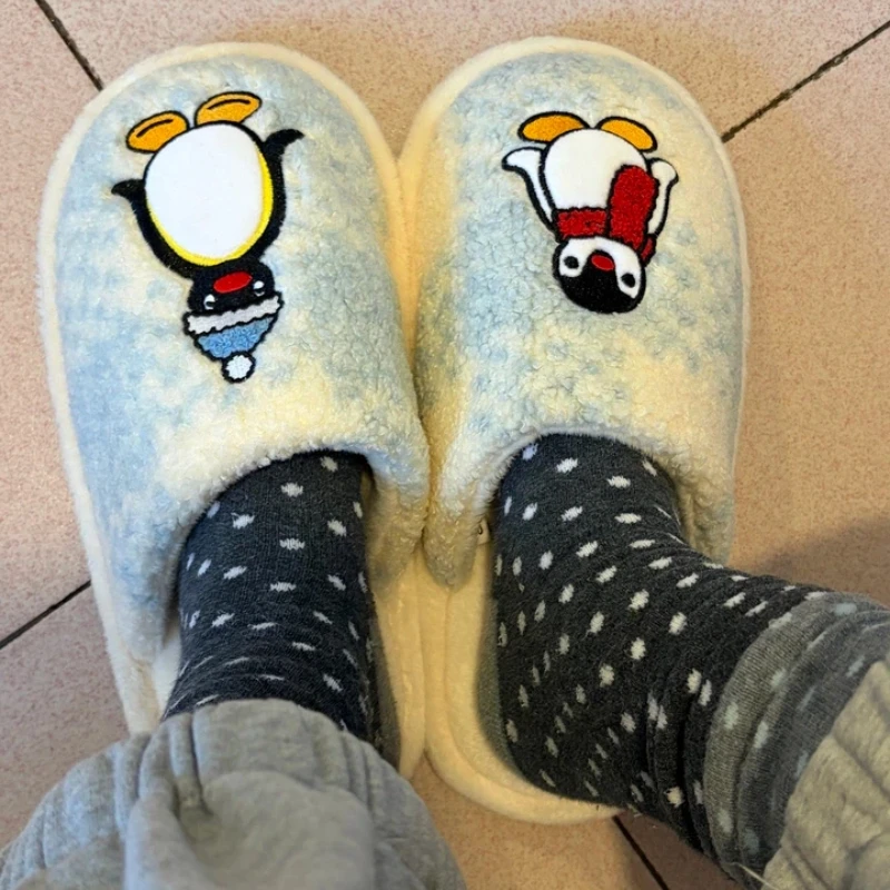 Home Pingu Cooperation Series Knitted Cable Pattern Men'S And Women'S Slippers Indoor Home Warm Shoes Anime Figures Model Gifts - view 2
