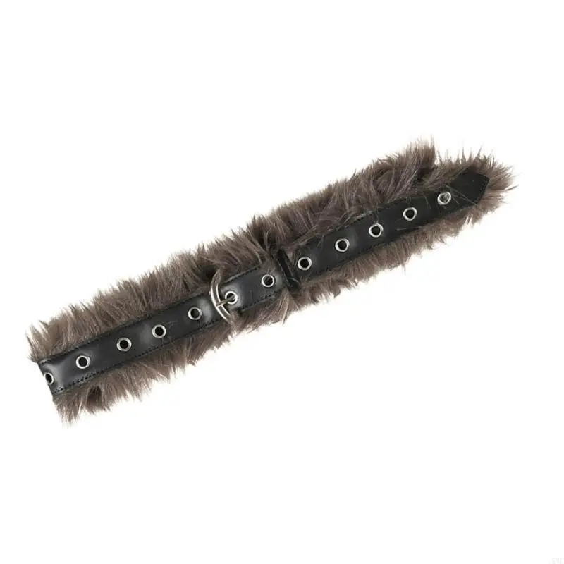 

L5YC Plush Leather Waist Belt HipHop Waistband Personality Styles Waist Belt
