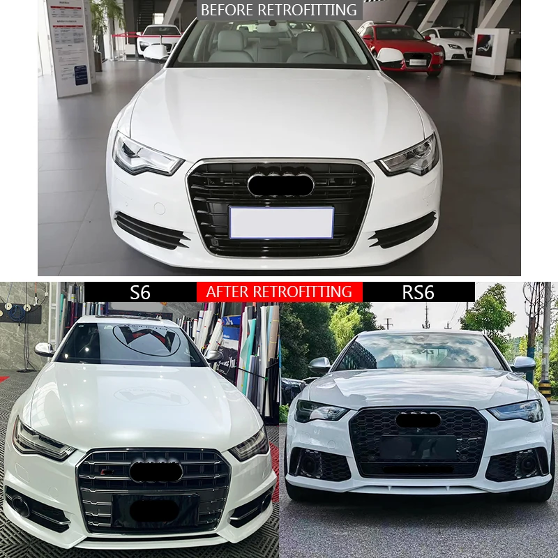 Restomod Body Kits2012-2014 A6 RS6 Car Modification Upgrade Front Bumper Headlights Rear Bumper Universal Fitment Includes Scre