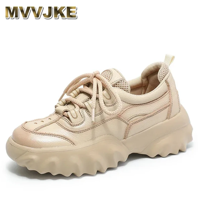 

5cm Women Platform Wedge Comfy Skate Loafer Boarding Vulcanize Spring Genuine Leather Autumn Ladies Chunky Sneakers Shoes