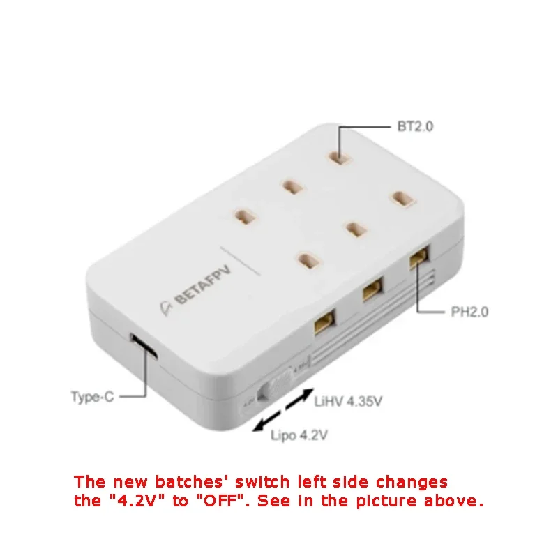 BETAFPV 6 Ports 1S Battery Charger  Lipo-Battery Type-C Charger BT2.0&PH2.0 FPV Cetus Racing Drone Accessories