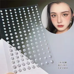 3D Eyes Face Makeup Temporary Tattoo Self Adhesive White Pearl Jewels Face Stickers Festival Body Art Decorations Nail Diamond