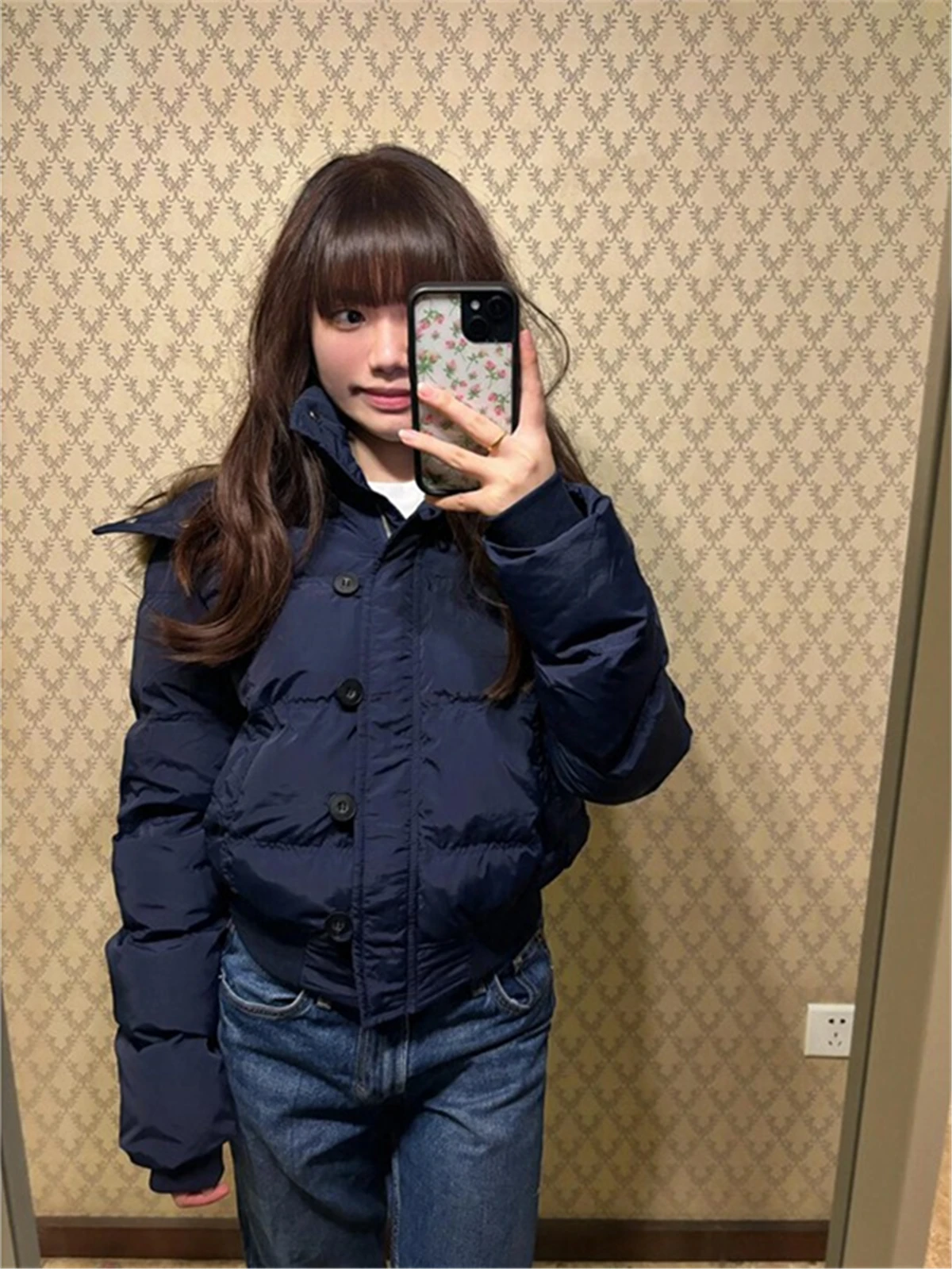 American Style Hooded Quilted Cotton Jacket Women's Winter Thick Warm Short Coat Duck down Fur Collar Commute Korean Loose Fit