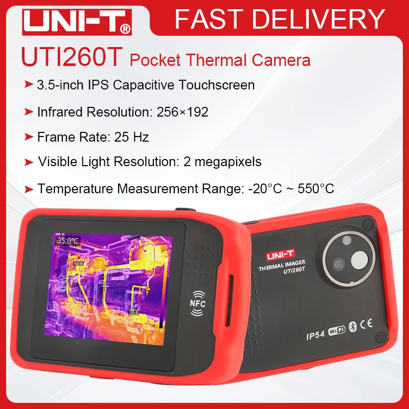 UNI-T UTi260T Pocket Infrared Thermal Imager 256X192 Resolution, -20~550 ℃, NFC Bluetooth, Temperature Measurement Tool