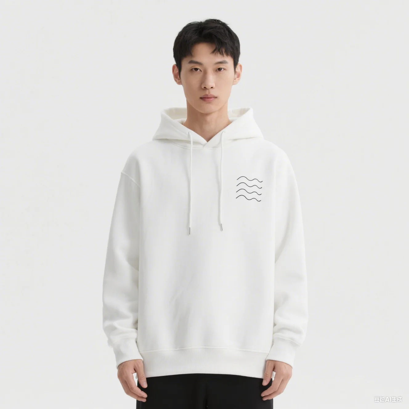 Wavy line printed hoodies for both men and women and pullovers with drawstrings are fashionable330G heavy-duty hooded sweatshirt