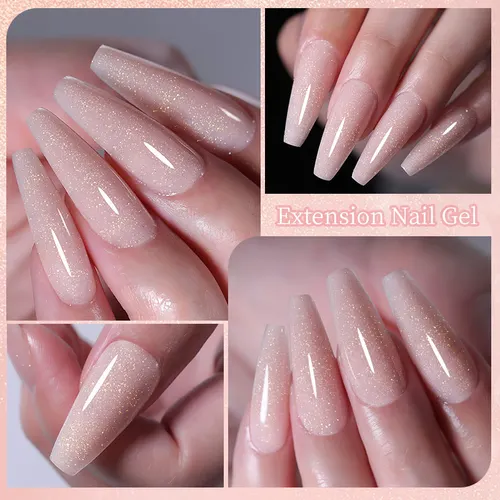 Imagen 2 del producto LILYCUTE-esmalte de uñas de Gel de extensión rápida con purpurina dorada, aurora brillante para manicura de primavera, barniz de Gel de cristal acrílico, 10ML