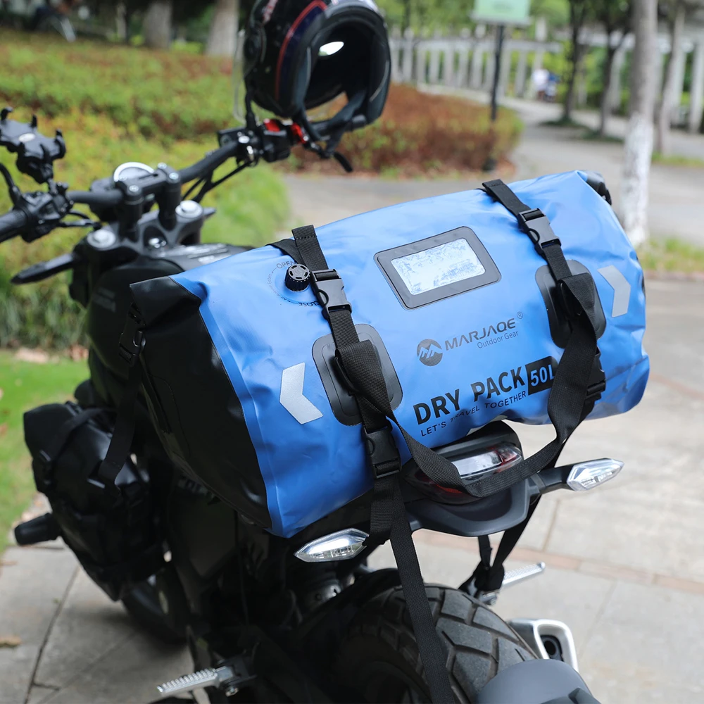 

MARJAQE 80L Motorcycle Dry Bag Tail Luggage Bag PVC Waterproof Duffel Bag for Motorcycling Camping Boating Fishing Kayaking