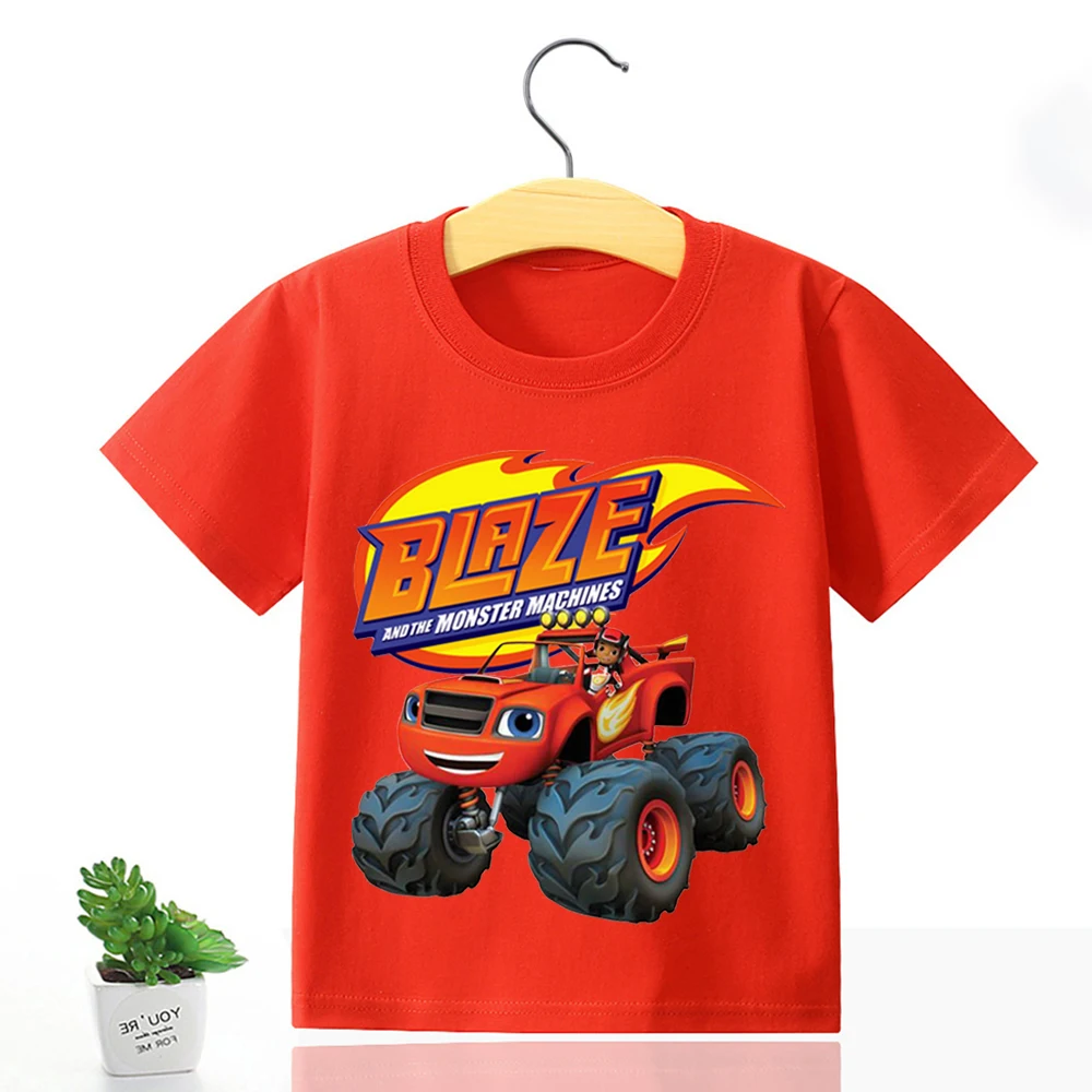 Blazed and Monster Machine Children Clothes T-shirt Cotton Short Sleeve Shirt Blazed Crusher AJ Pickle Top Summer Boys Clothes