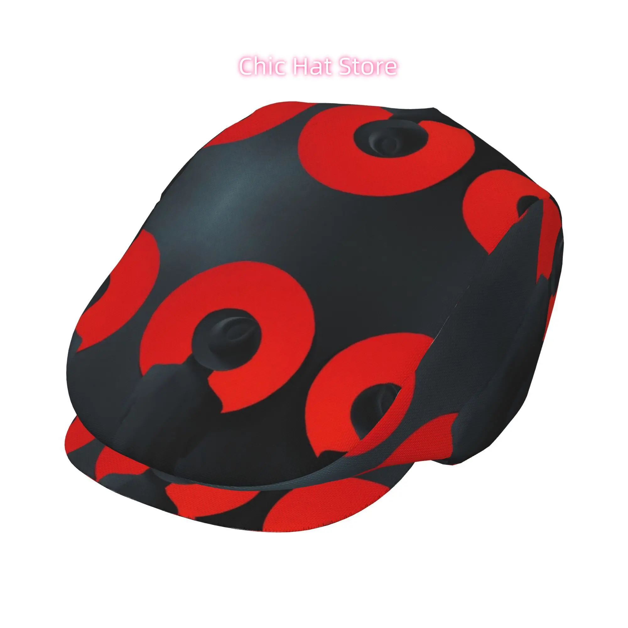 1pc Men's & Women's Red Circle All-Over Print Flat-Top Hat - Snap Closure, 5-Layer Lightweight Irish Newsboy, Beret-Style Painte