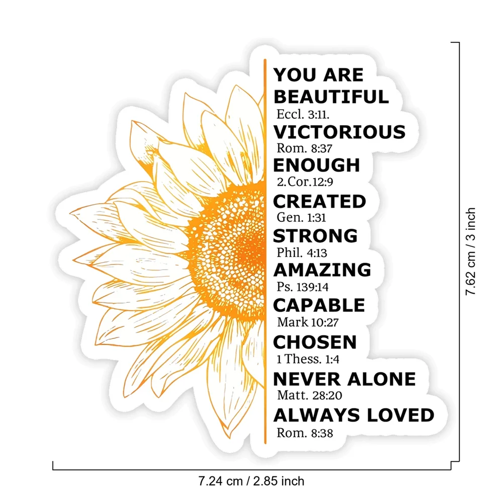 10 PCS Positive Quote Sunflower Inspirational Motivational Sticker For Laptop Journal Personal Decor Aesthetic Sunflower Decal