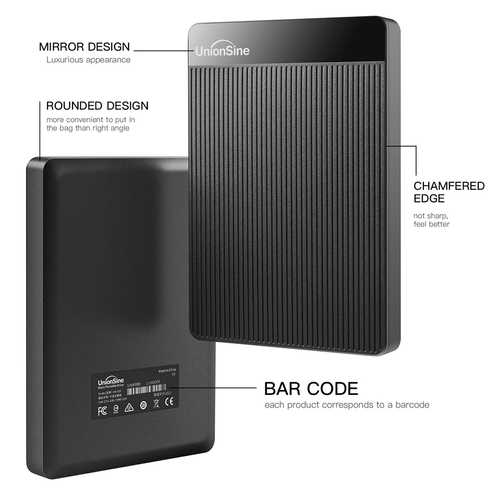 UnionSine-disco duro externo portátil de 2,5 ", 2tb/1tb/500gb/750gb, USB 3,0, almacenamiento HD, Compatible con escritorio/portátil/Mac/Xbox/TV