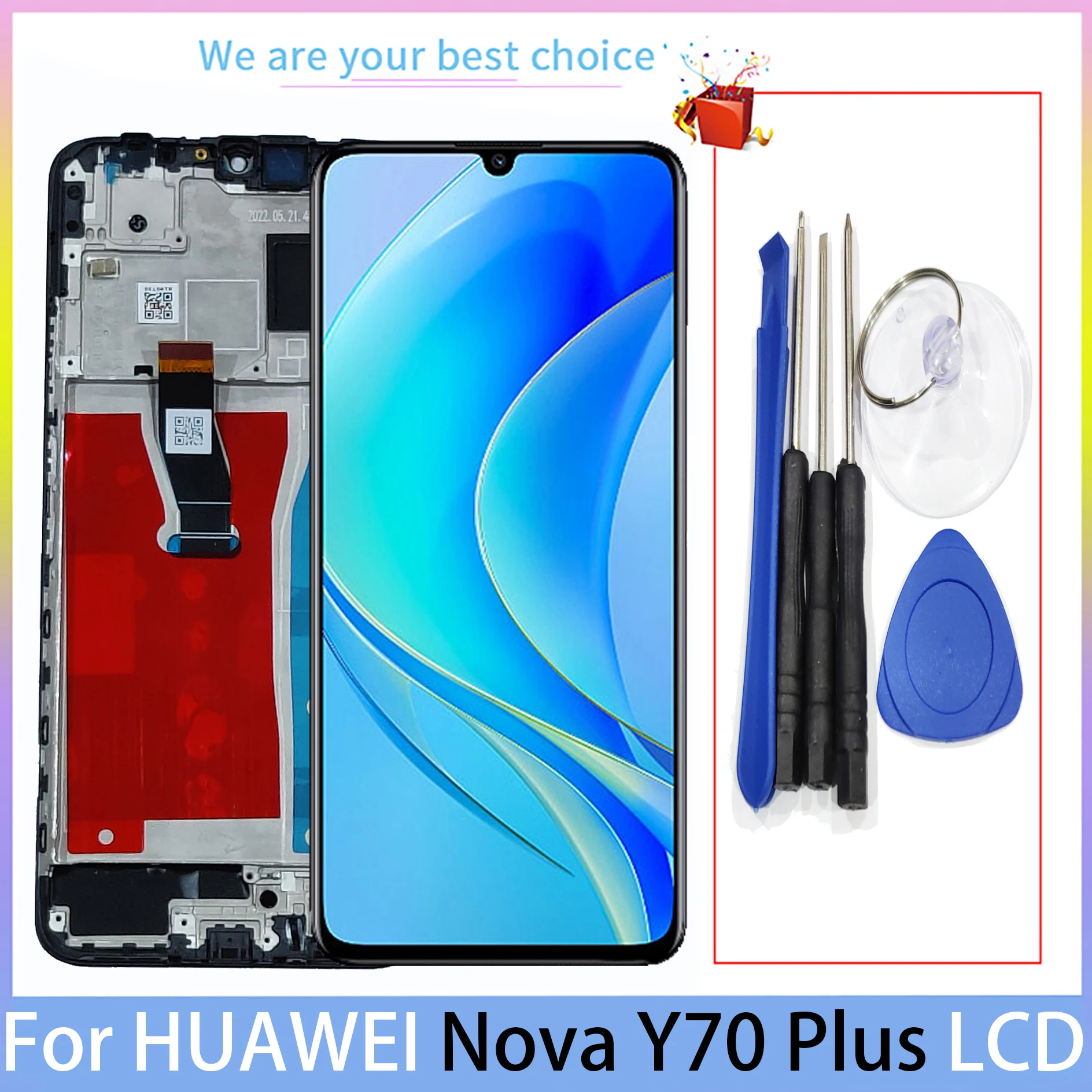 For Huawei Nova Y70 Plus Original LCD Display With Frame MGA-LX9 MGA-LX9N MGA-LX3 Touch Screen Panel Replacement Parts