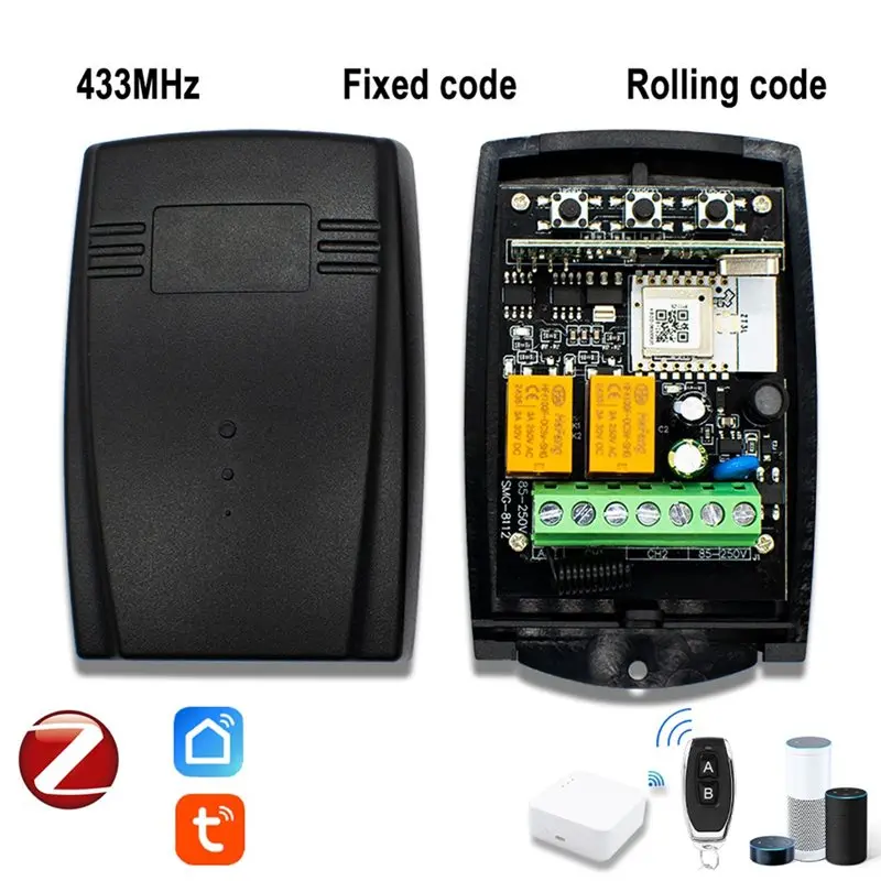 [NEW A09R!】 433 Receiver Door Controller Garage Door Controller 2CH 433 Receiver Fixed Rolling Code Controller Works