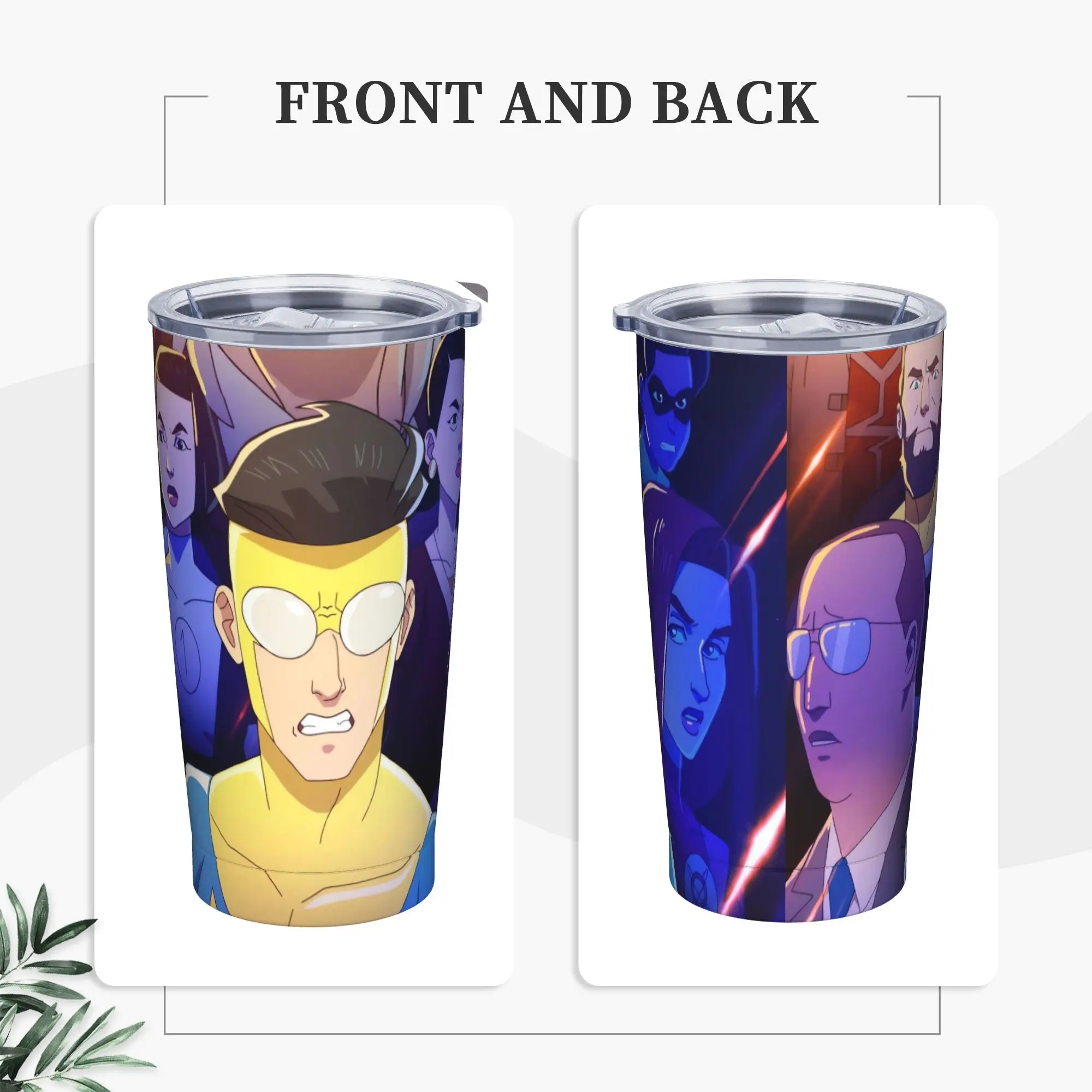 Anime Invincibles Stainless Steel Tumbler With Straws  Travel Thermal Cups Large Cold Drink Car Mugs