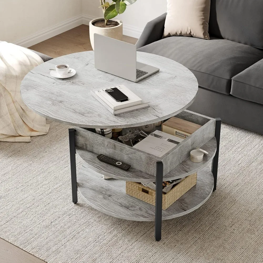 

Round Lift Top Coffee Table for Living Room, 35.43'' Round Coffees Tables with Storage and Hidden Compartment, Coffee Table