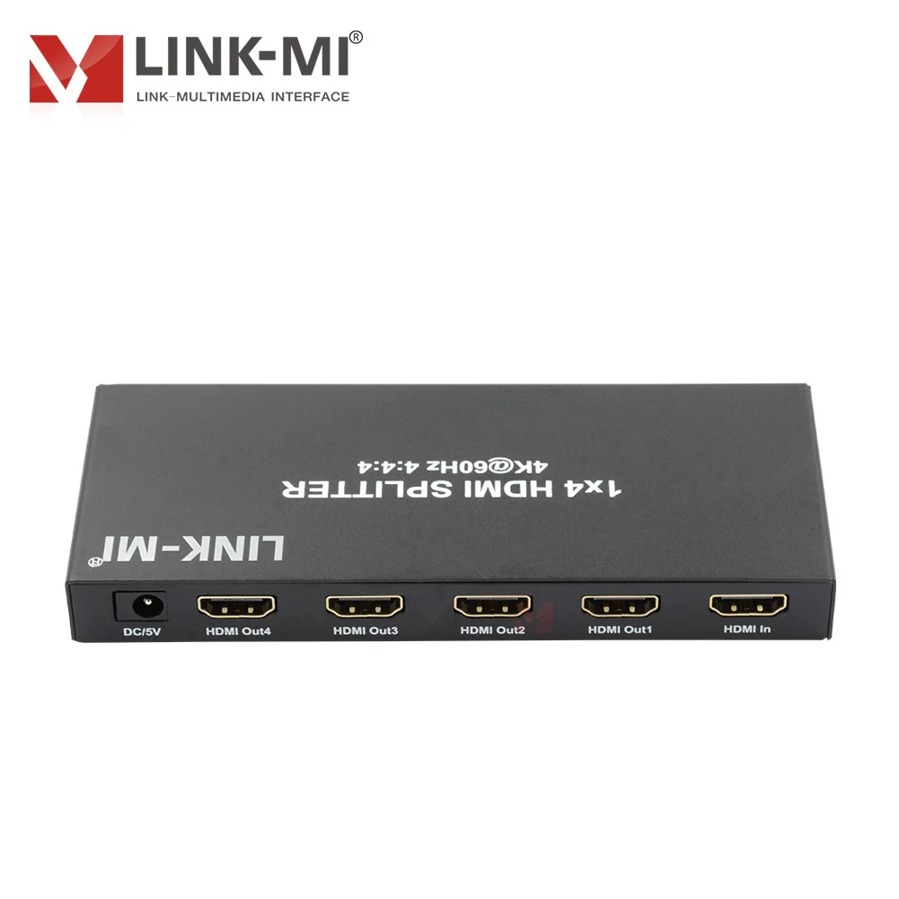 Разветвитель HDMI 2.0 1x4, 4K при 60 Гц, 4:4:4, HDCP2.2, HDDR 18 Гбит/с для ТВ-монитора Ultra HD, поддержка глубокого цвета 3D, 7,1-канальный аудио