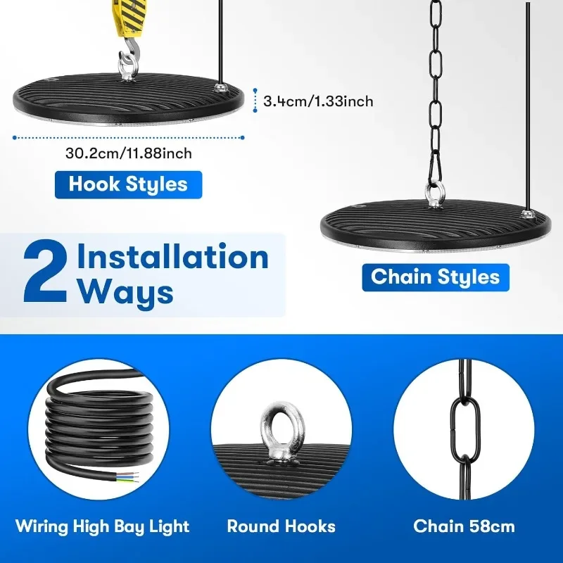 10 Packs 300W LED High Bay Light, 30000LM UFO Commercial Bay Lighting Daylight 6500K, IP65 Waterproof AC 85-265V LED