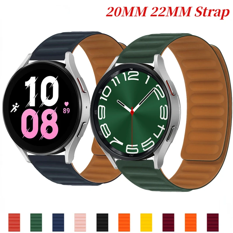 

20mm 22mm Silicone Magnetic Strap For Samsung Galaxy Watch 6/5/4 Classic Amazfit GTR/GTS 4 Watchband Huawei Watch 4/GT3 Pro Belt