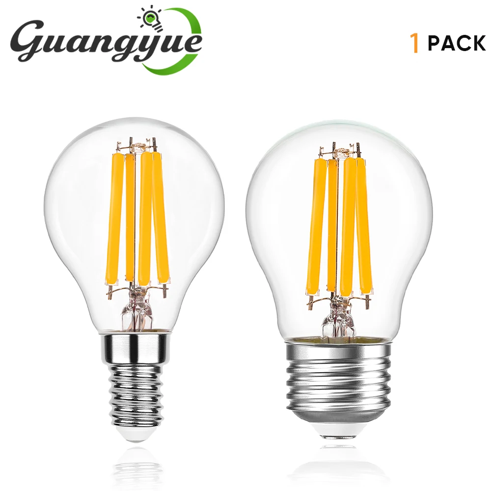 G45 4W Globe Light Bulbs E14 E27 Clear Glass LED Dimmable Decorative Edison Bulb 220V 2700K 806lm 1050lm High Lumens Lamp Lights