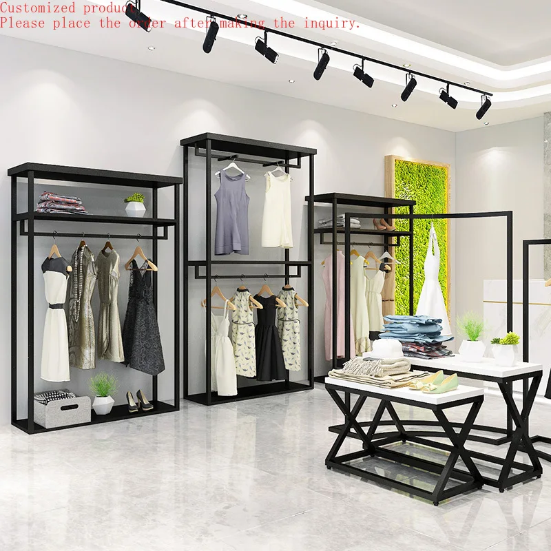 

Custom .Custom.Modern Metal Competitive Price Clothing Store Shelves Retail Garment Shop Display Stand Clothes Hanging Display R