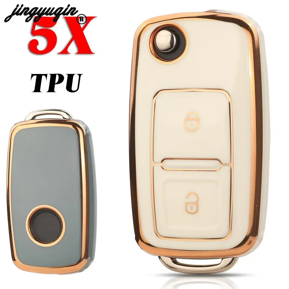 

Jingyuqin 5 шт. для VW Volkswagen MK4 Bora Golf 4 5 6 Jetta PassatSkoda Seat TPU чехол для автомобильного ключа с 2 кнопками