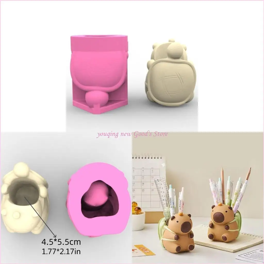 

57QA Easy to Use Silicone Mould Flower Pots Molds Capybara for Resin Planter and Desktop Pen Storage Craft