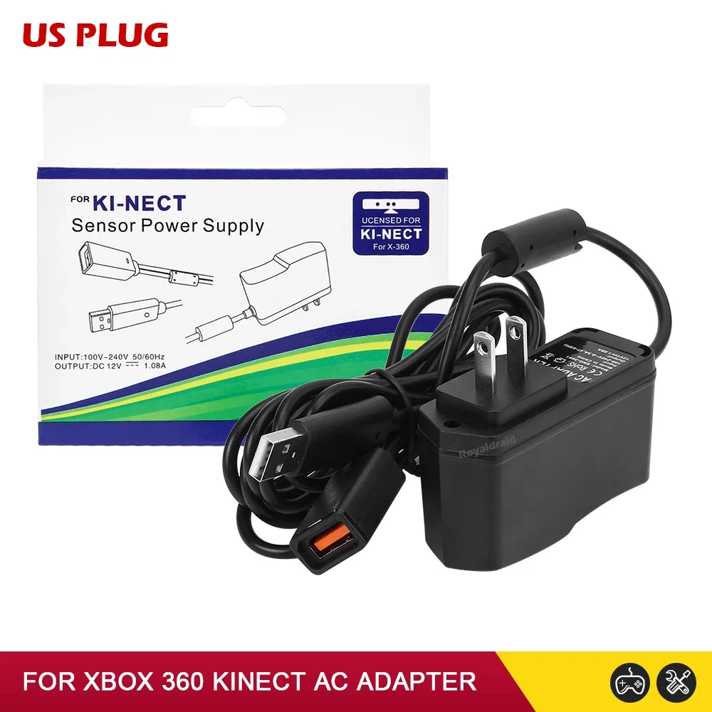 1PCS NEW AC Power Supply 100V-240V Kinect AC Adapter USB Charging Charger For Xbox 360 / Slim Kinect Sensor EU/US Plug