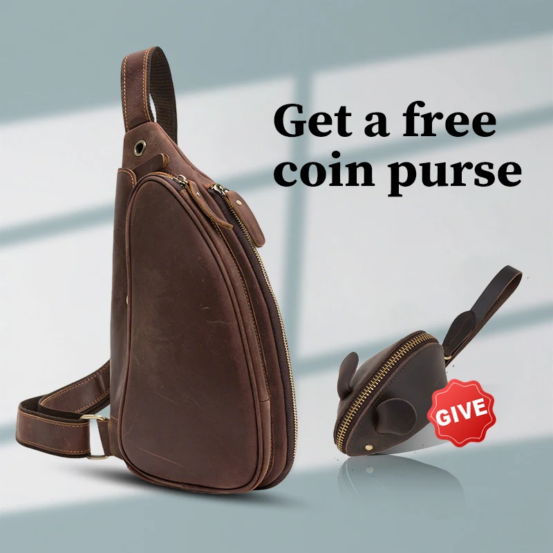 

Новая кожаная модная нагрудная сумка, нагрудная треугольная сумка в стиле ретро, сумка через плечо большой вместимости, защита от кражи