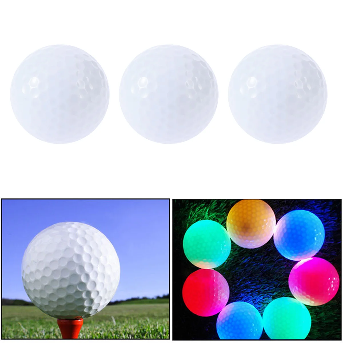 Esportes noturnos reutilizáveis de golfe com brilho LED para torneios 3 unidades