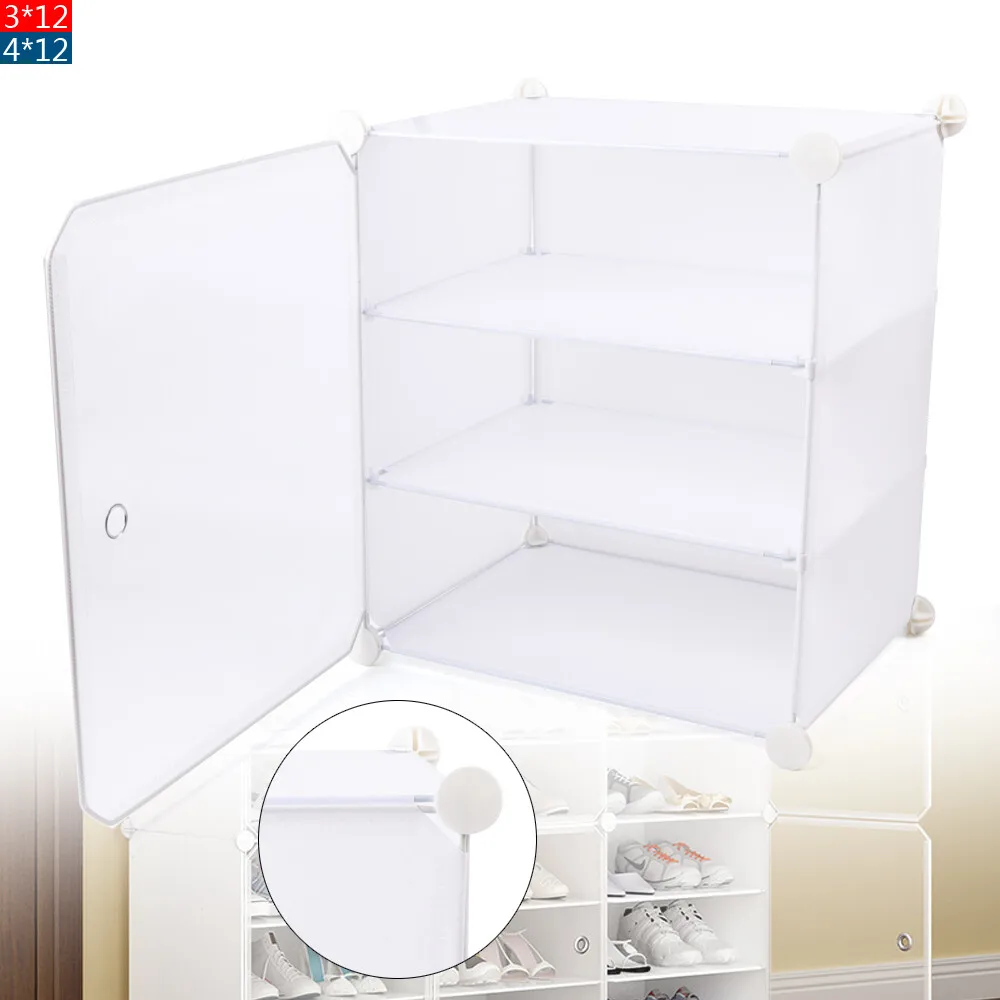 

36 Pairs Shoe Box Storage Cabinet 12-Tier Shoe Rack Organizer Stackable Closet