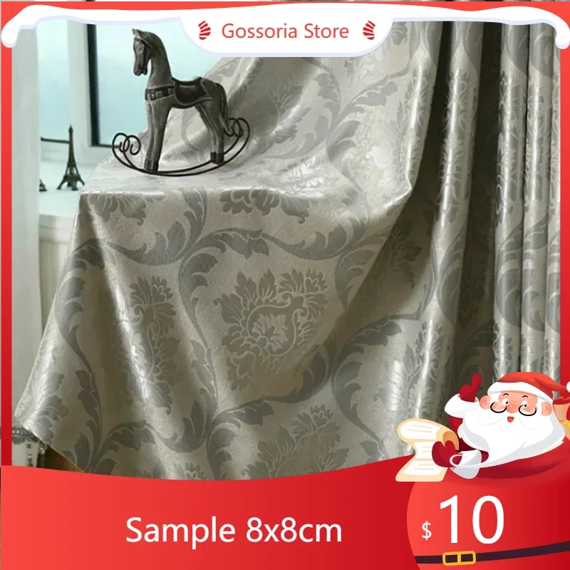 

SampleDZQ Silive Gray Jacqard Pattern Bedroom Curtains Living Dinding Room Eueropen Large Window Curtain Luxury Suede Curtains