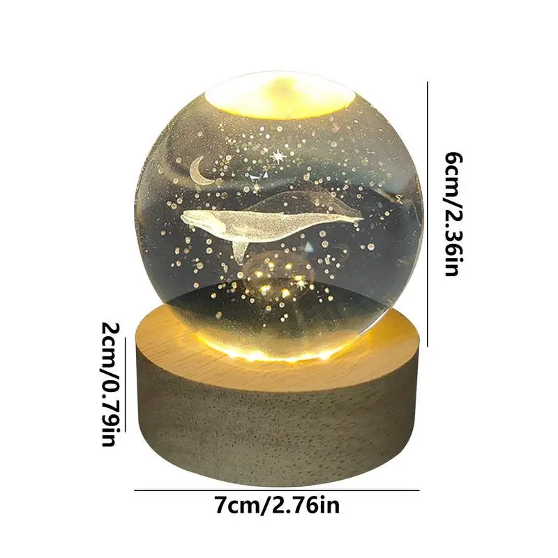 Night Light Ball Whale 3D Crystal Night Light Night Light Decor Lamp Cool Space Lamp Planet Model Nightlight Art Gifts Globe