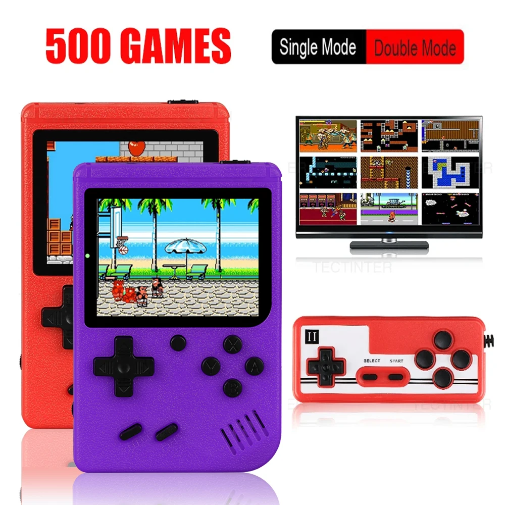 Retro Portable Mini Video Game Console 8-Bit LCD Handheld Game Player Built-in 500 games AV Handheld Game Console For Kids Gift