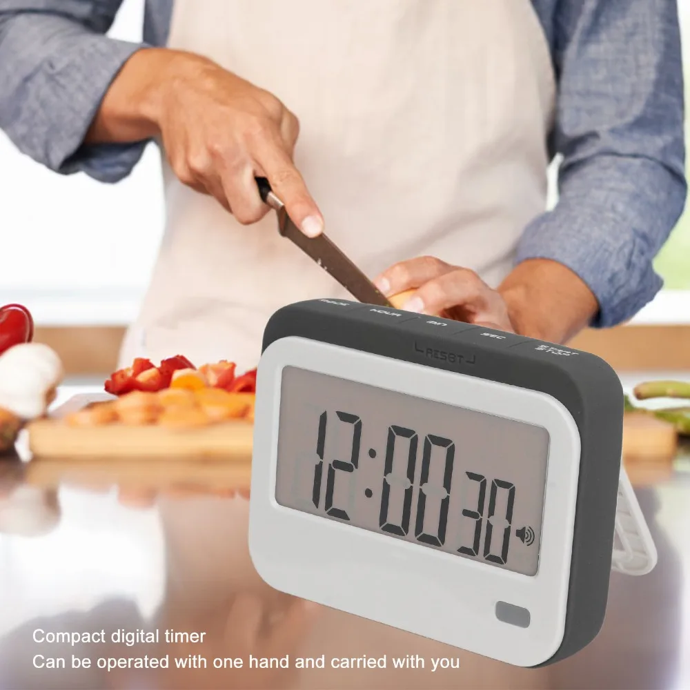 Durable Mute Digital Timer Alarm Clock Silicone Buttons Magnetic Kitchen Timer Countdown Timer Traveling