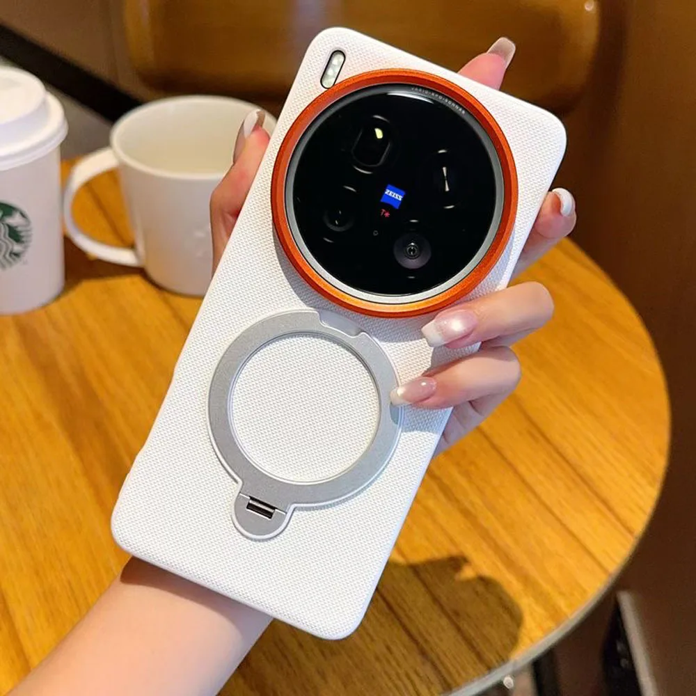 حافظة هاتف مغناطيسية من الجسيمات الماسية لهاتف Vivo X200 Ultra X200s X100s X300 Pro Mini 360 ° غطاء مقاوم للصدمات بحامل حلقي غير لامع