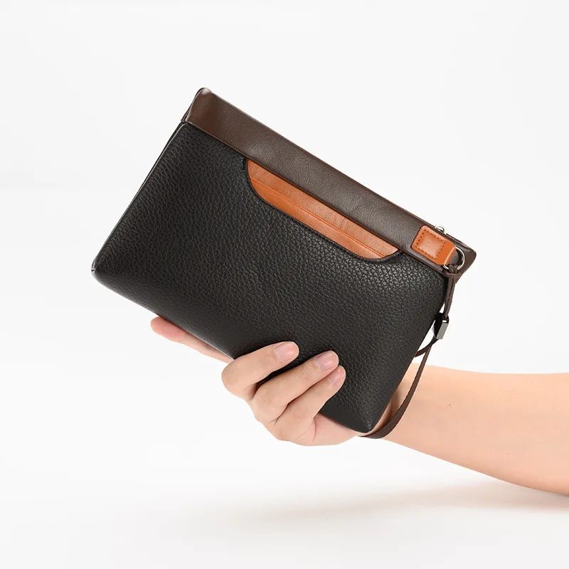

Мужской клатч большой вместимости из высококачественной искусственной кожи, деловой клатч, длинный кошелек, держатель для карт, карман на молнии для телефона, мужская сумка