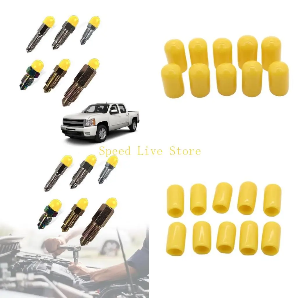 

547C 10 Pack 6mm Brake Bleed Nipple Caps Brake Bleed Screw Grease Cover for Pipe Car