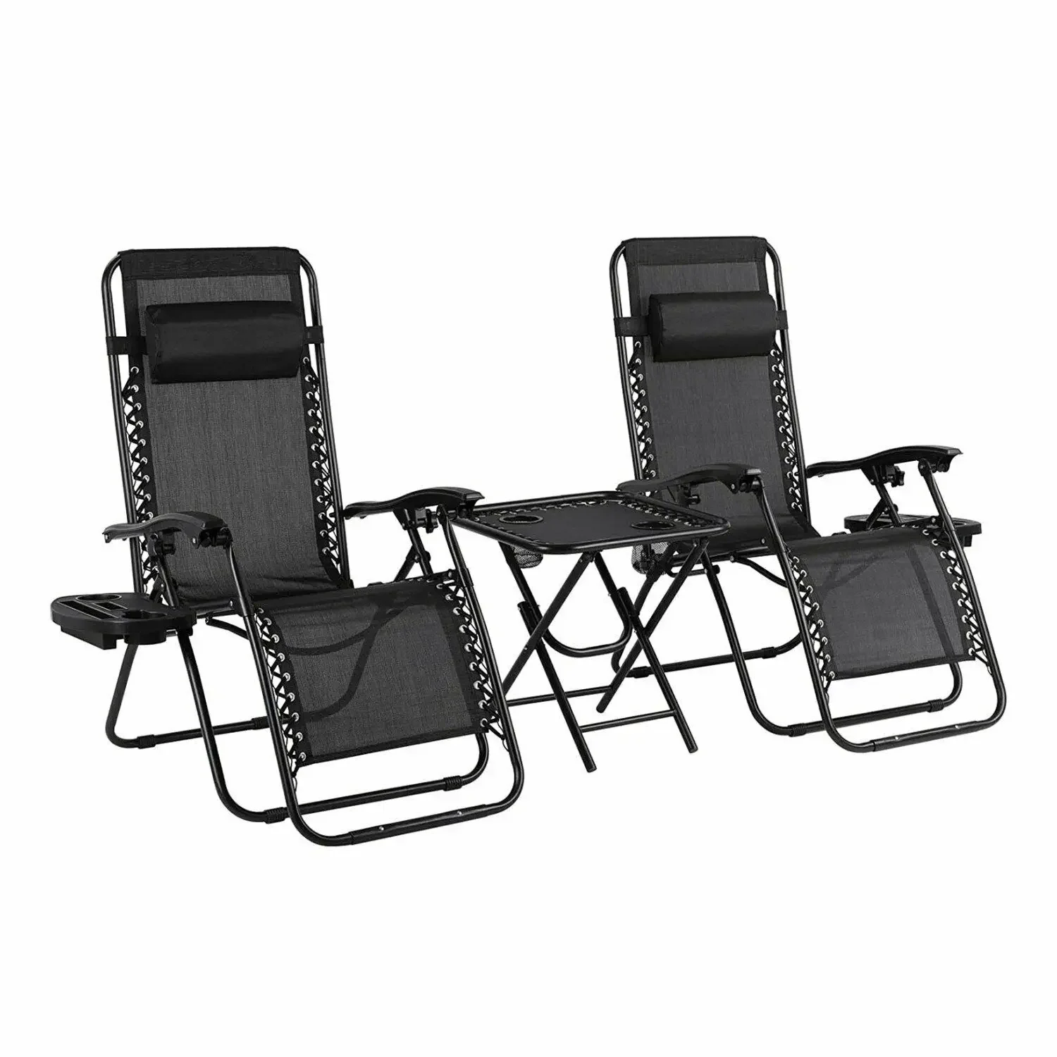 Garden Lounger Leisure Lounger Beach Sun Lounger Set Aluminum Garden Lounger,  2 X Folding Deck Chair and 1 X Table